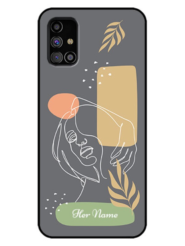 Custom Galaxy M31s Custom Metal Phone Case - Gazing Woman Line Art Design