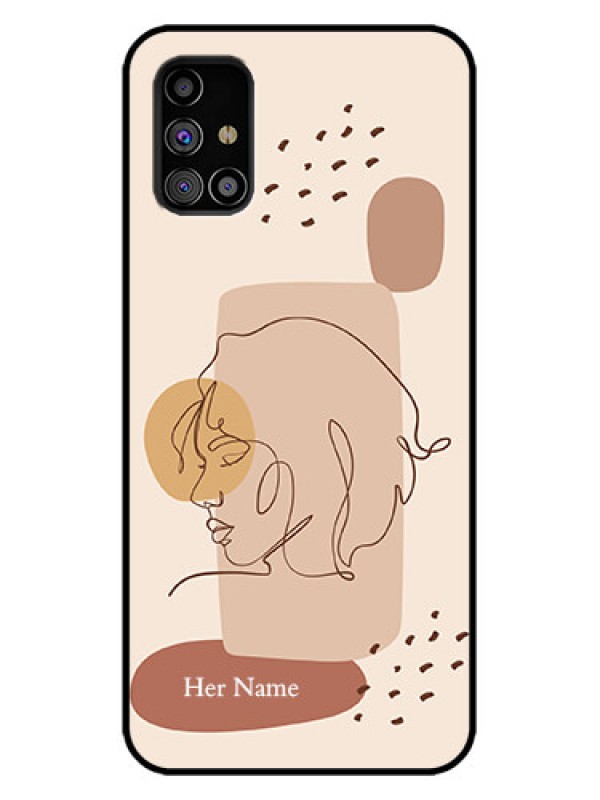 Custom Galaxy M31s Custom Metal Phone Case - Calm Woman Line Art Design