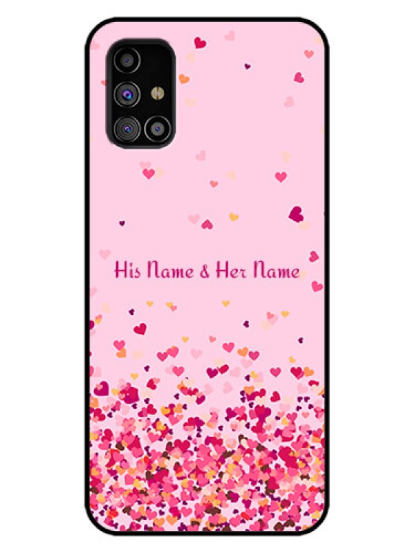 Custom Galaxy M31s Custom Metal Phone Case - Floating Hearts Design