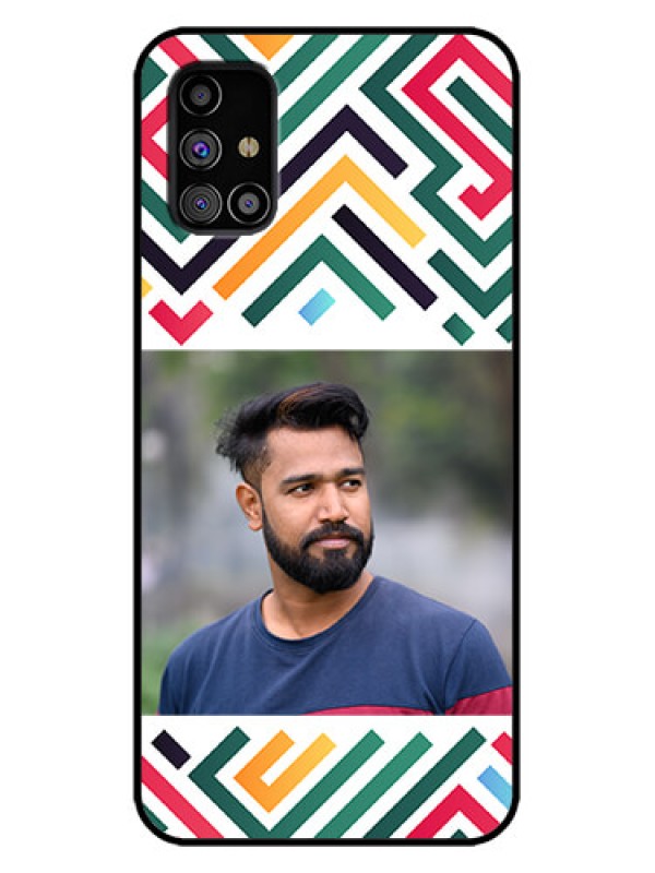 Custom Galaxy M31s Custom Metal Phone Case - Colorful Maze Pattern Design