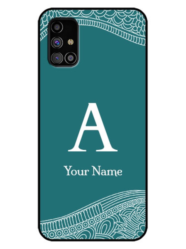 Custom Galaxy M31s Custom Metal Phone Case - Line Art Pattern With Custom Name Design