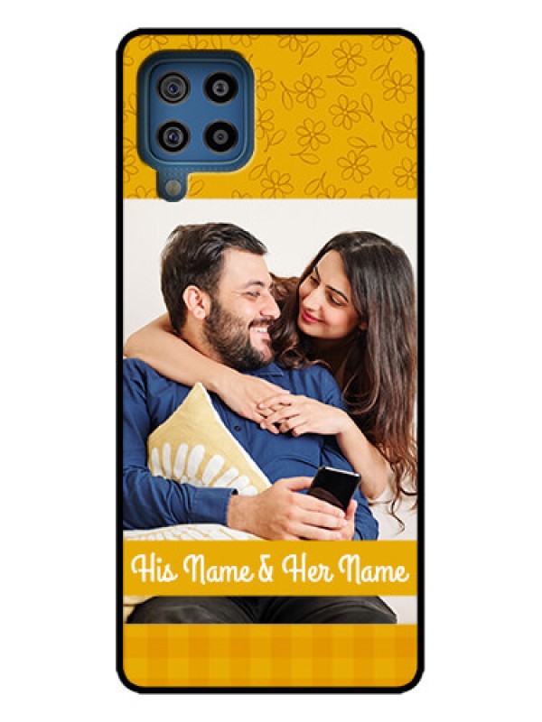 Custom Galaxy M32 4G Custom Metal Phone Case - Yellow Floral Design