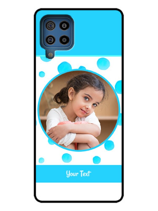 Custom Galaxy M32 4G Custom Metal Phone Case - Blue Bubbles Pattern Design
