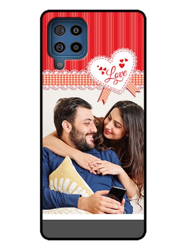 Custom Galaxy M32 4G Custom Metal Phone Case - Red Love Pattern Design