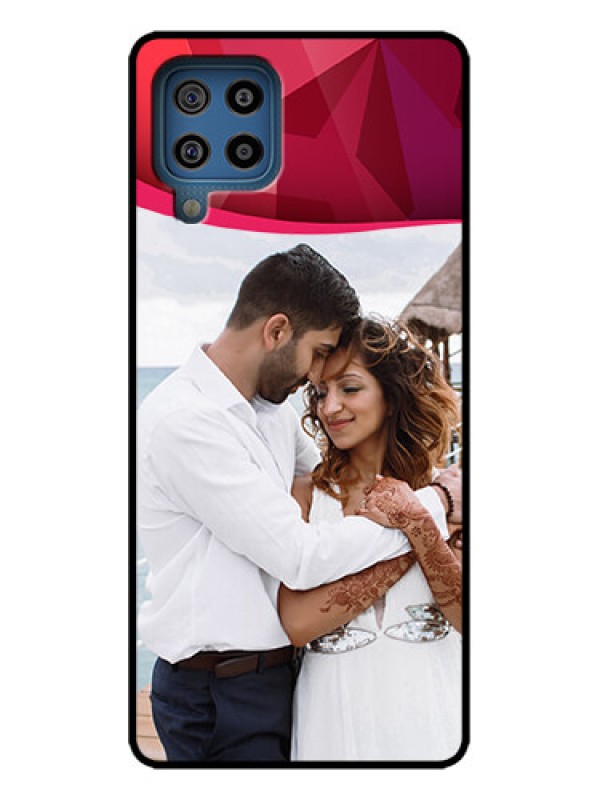 Custom Galaxy M32 4G Custom Metal Phone Case - Red Abstract Design
