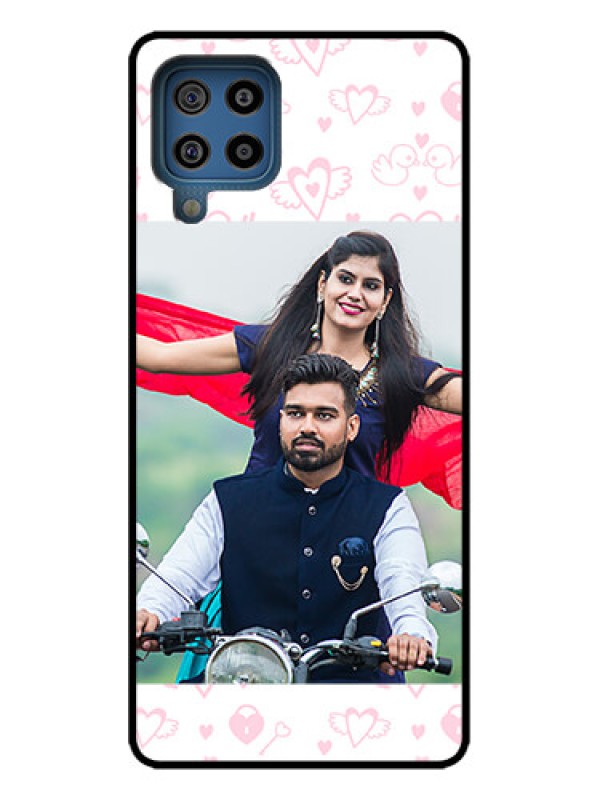 Custom Galaxy M32 4G Custom Metal Phone Case - Pink Flying Heart Design