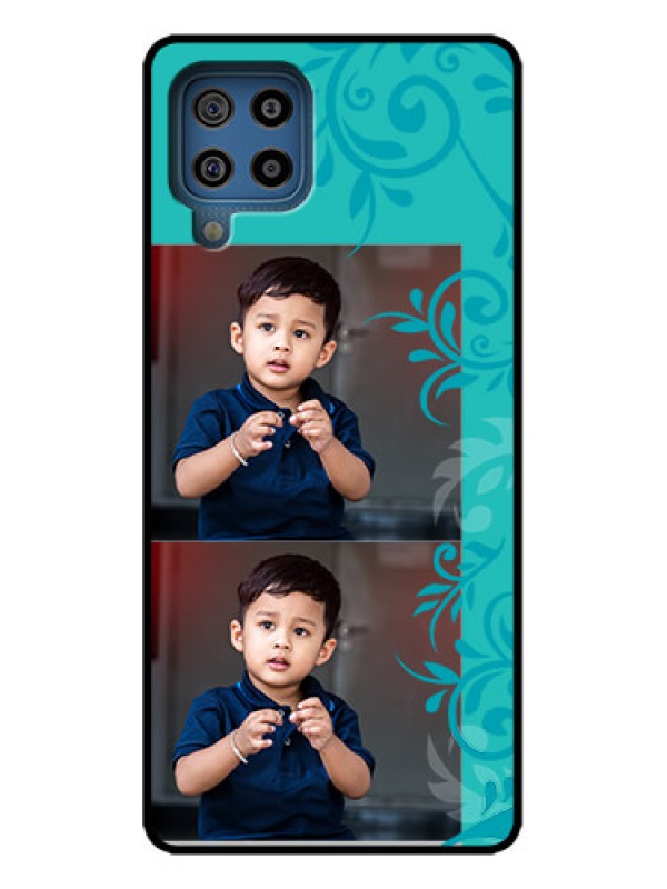 Custom Galaxy M32 4G Custom Metal Phone Case - With Photo And Green Floral Design