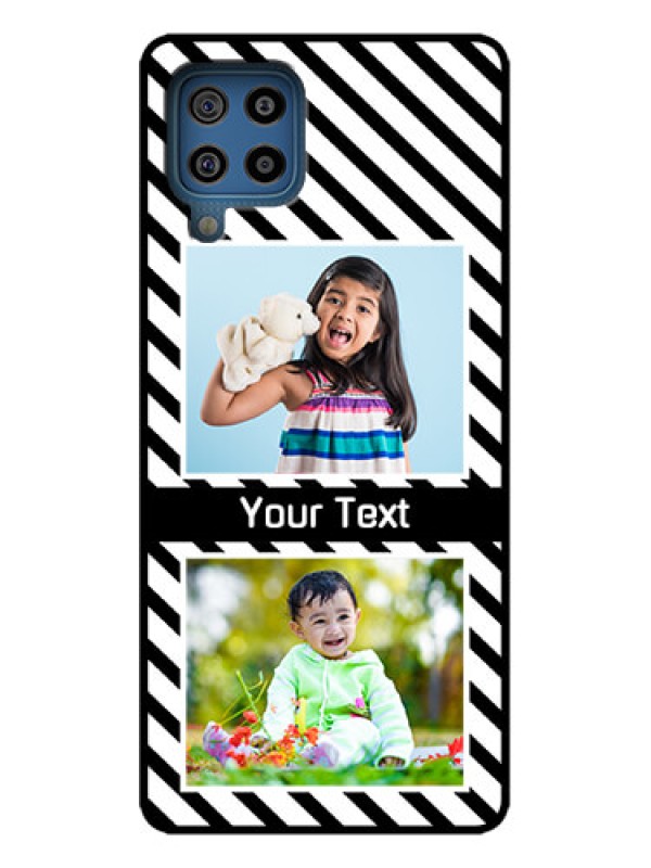 Custom Galaxy M32 4G Custom Metal Phone Case - Black And White Stripes Design