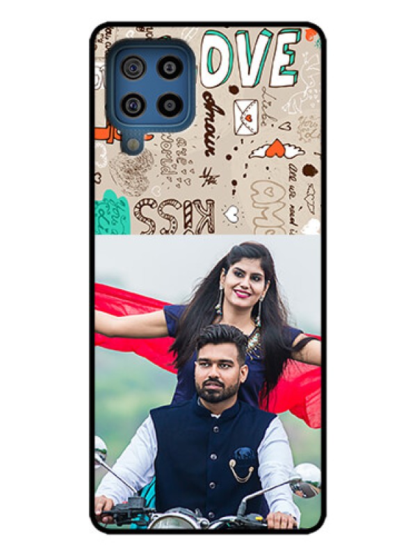 Custom Galaxy M32 4G Custom Metal Phone Case - Love Doodle Pattern