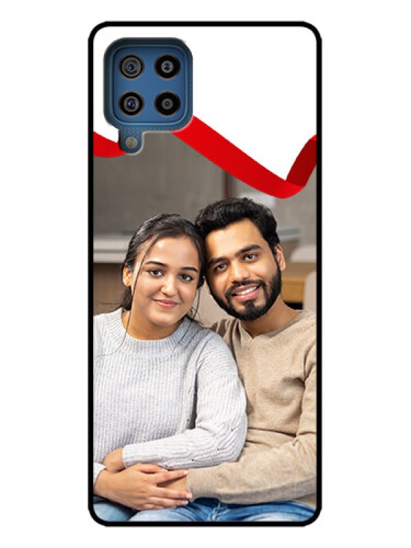 Custom Galaxy M32 4G Custom Metal Phone Case - Red Ribbon Frame Design