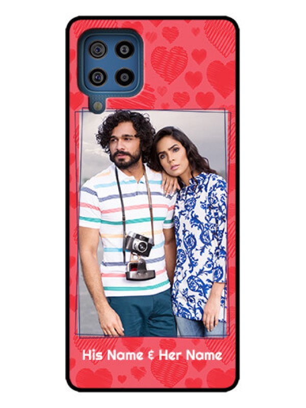 Custom Galaxy M32 4G Custom Metal Phone Case - With Red Heart Symbols Design
