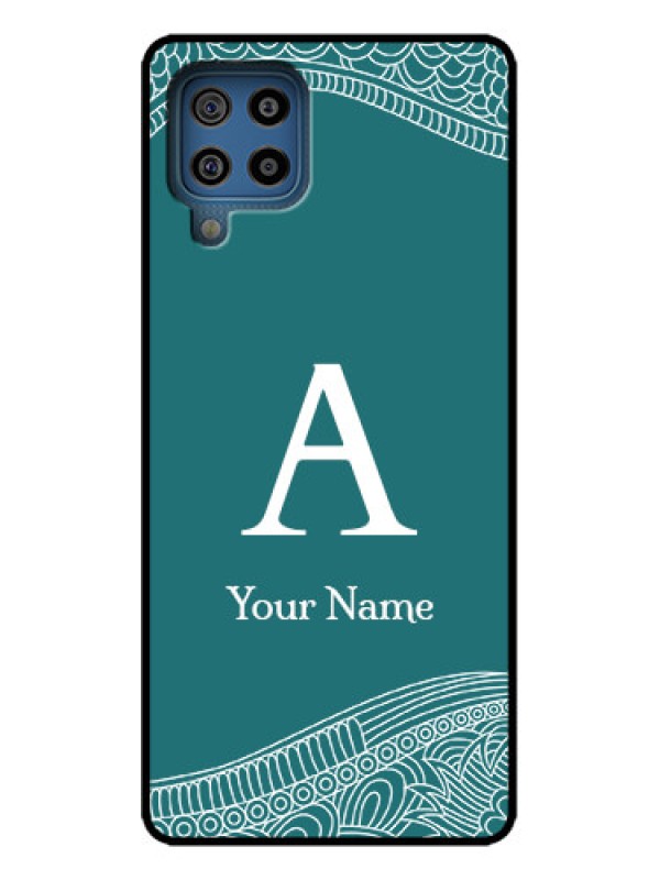 Custom Galaxy M32 4G Custom Metal Phone Case - Line Art Pattern With Custom Name Design