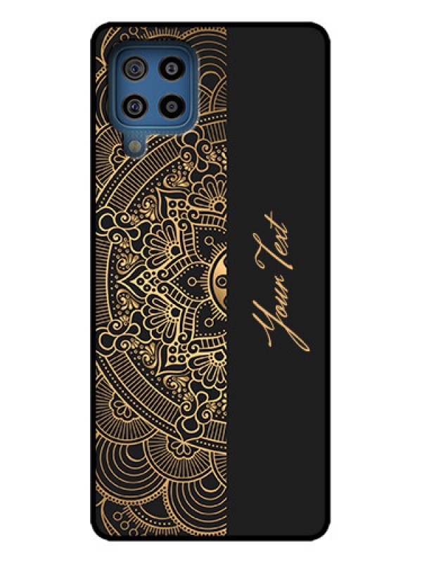 Custom Galaxy M32 4G Custom Metal Phone Case - Mandala Art With Custom Text Design