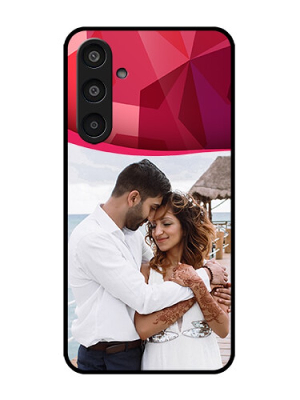 Custom Galaxy M35 5G Custom Metal Phone CaseRed Abstract Design