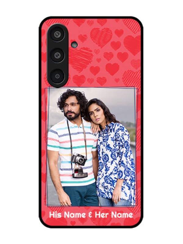 Custom Galaxy M35 5G Custom Metal Phone CaseWith Red Heart Symbols Design