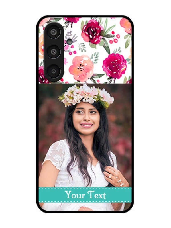 Custom Galaxy M35 5G Custom Metal Phone CaseWater Colors Floral Design