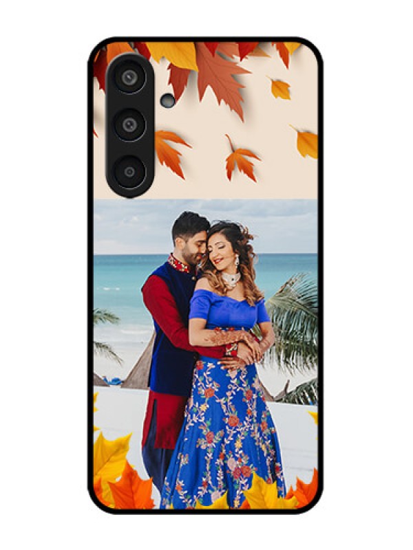 Custom Galaxy M35 5G Custom Metal Phone CaseAutumn Maple Leaves Design