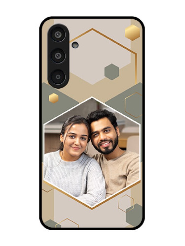 Custom Galaxy M35 5G Custom Metal Phone CaseStylish Hexagon Pattern Design