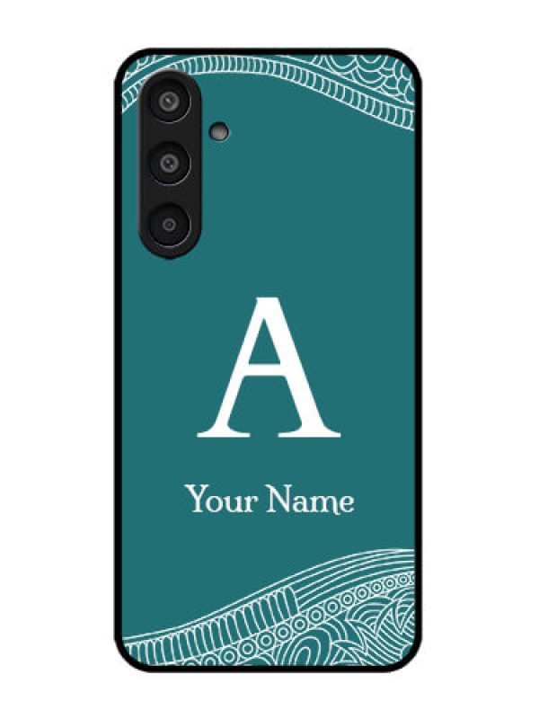 Custom Galaxy M35 5G Custom Metal Phone CaseLine Art Pattern With Custom Name Design