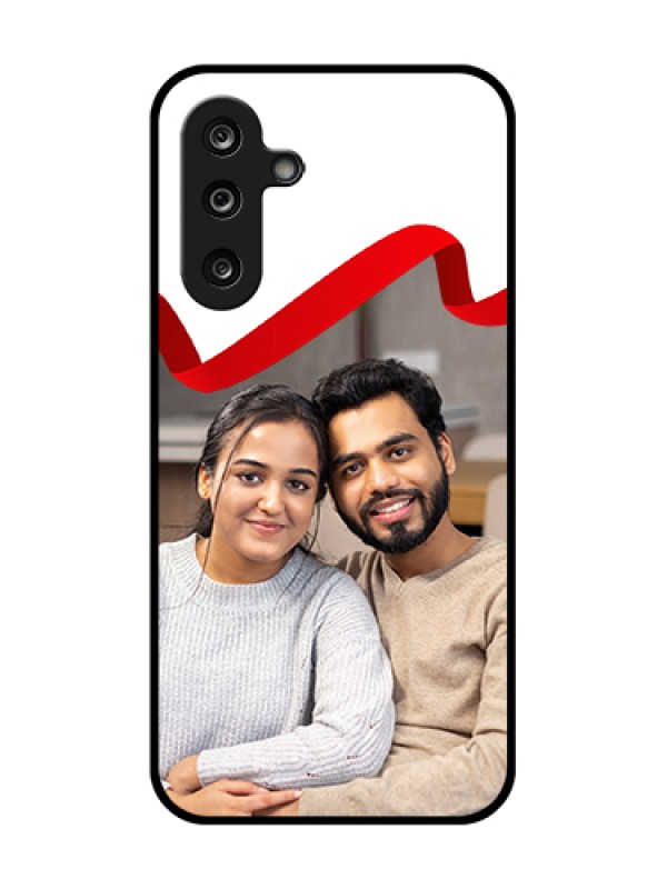 Custom Samsung Galaxy M36 5G Custom Metal Phone Case - Red Ribbon Frame Design