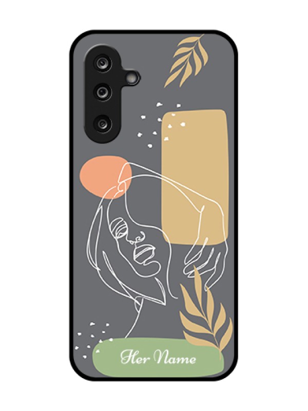Custom Samsung Galaxy M36 5G Custom Metal Phone Case - Gazing Woman Line Art Design