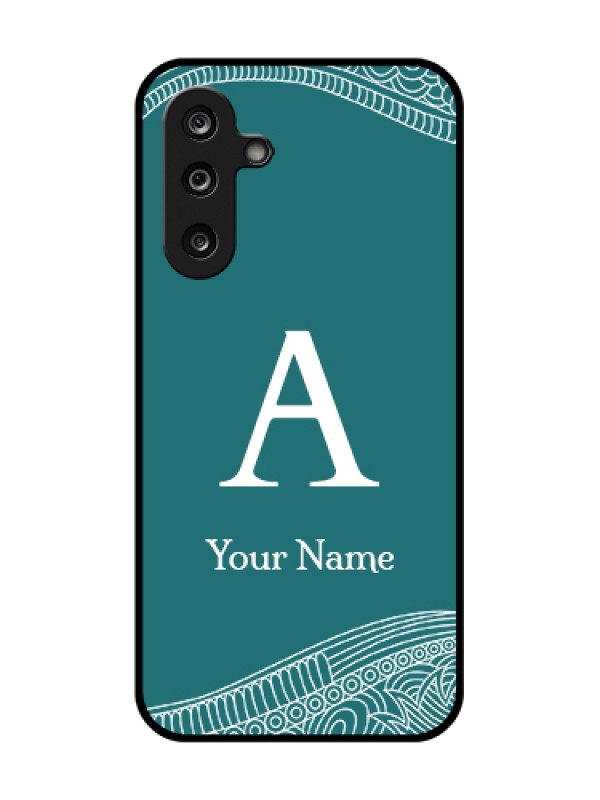 Custom Samsung Galaxy M36 5G Custom Metal Phone Case - Line Art Pattern With Custom Name Design