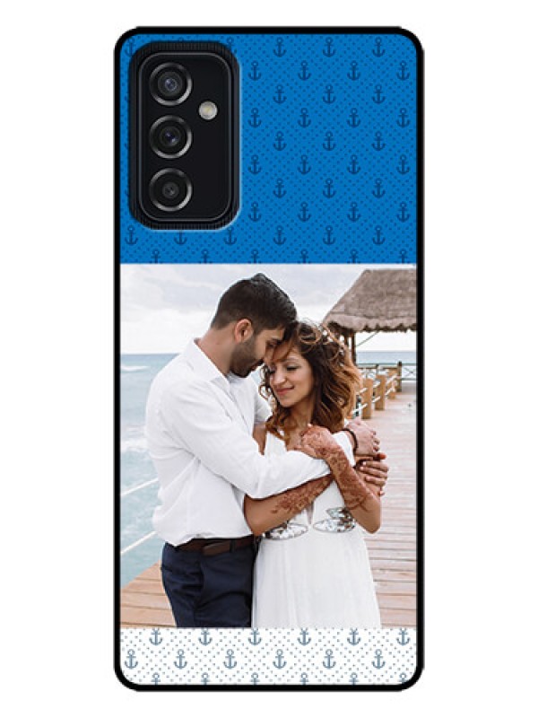 Custom Galaxy M52 5G Custom Metal Phone Case - Blue Anchors Design