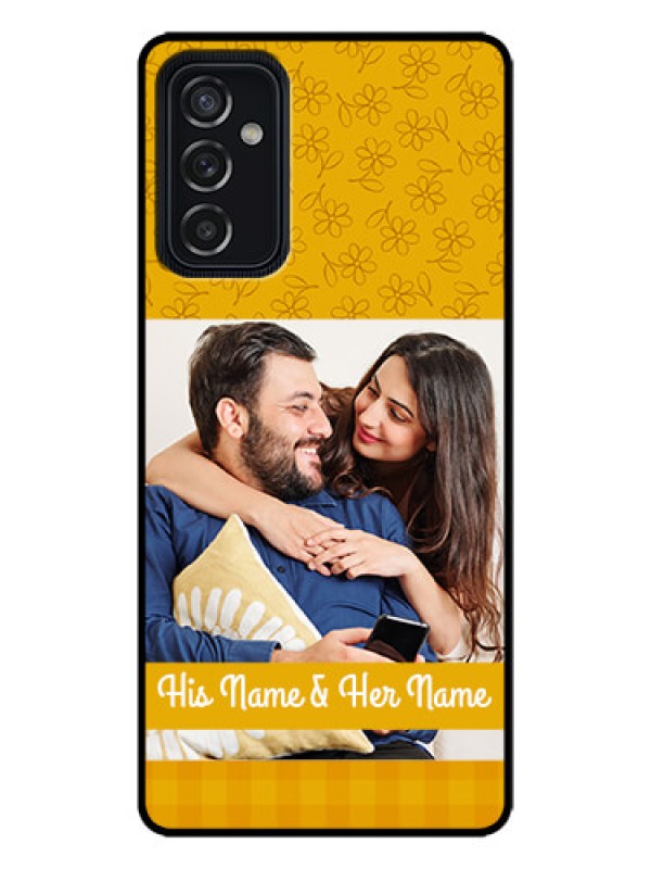 Custom Galaxy M52 5G Custom Metal Phone Case - Yellow Floral Design