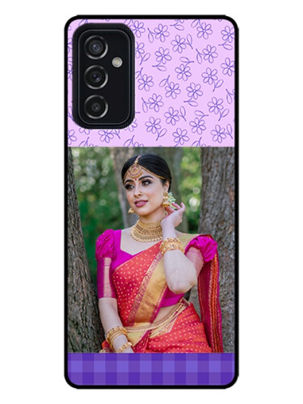 Custom Galaxy M52 5G Custom Metal Phone Case - Purple Floral Design