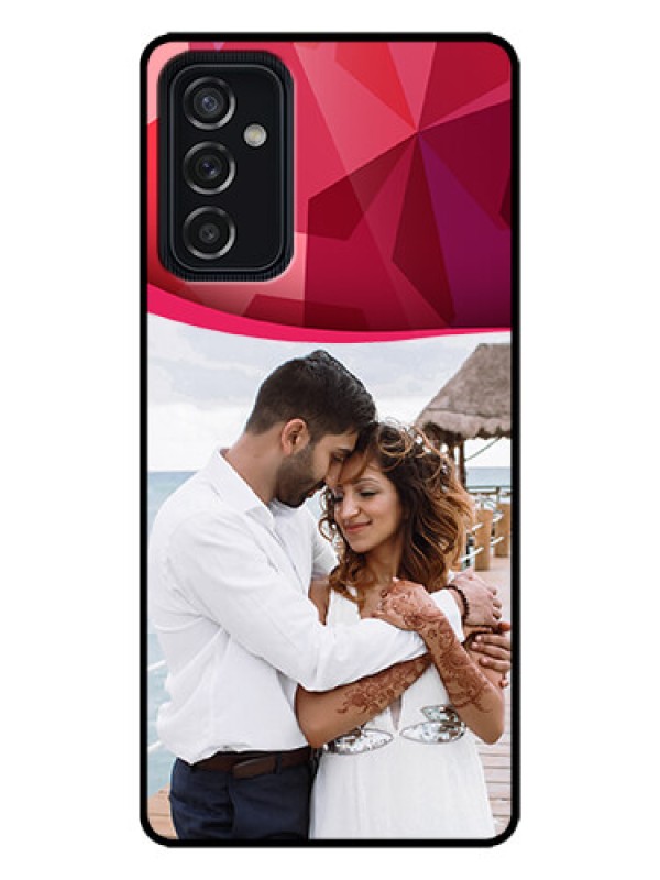 Custom Galaxy M52 5G Custom Metal Phone Case - Red Abstract Design