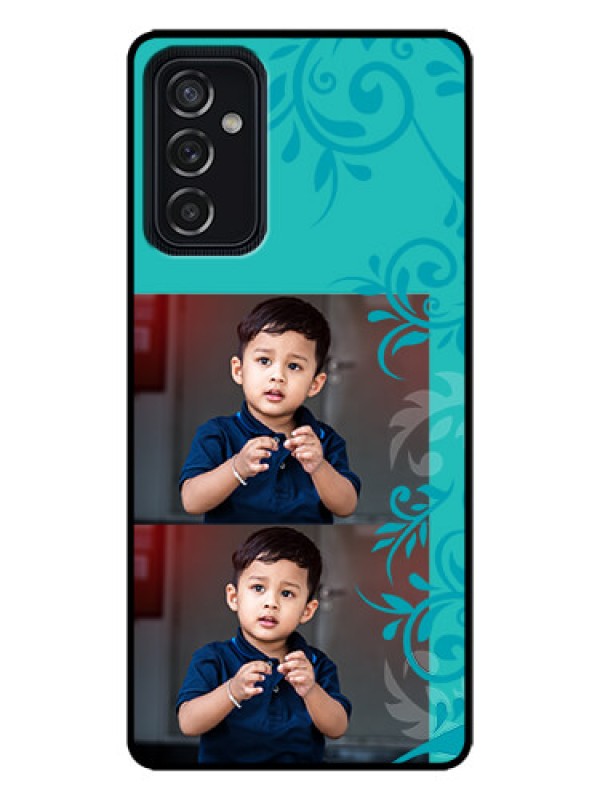 Custom Galaxy M52 5G Custom Metal Phone Case - With Photo And Green Floral Design