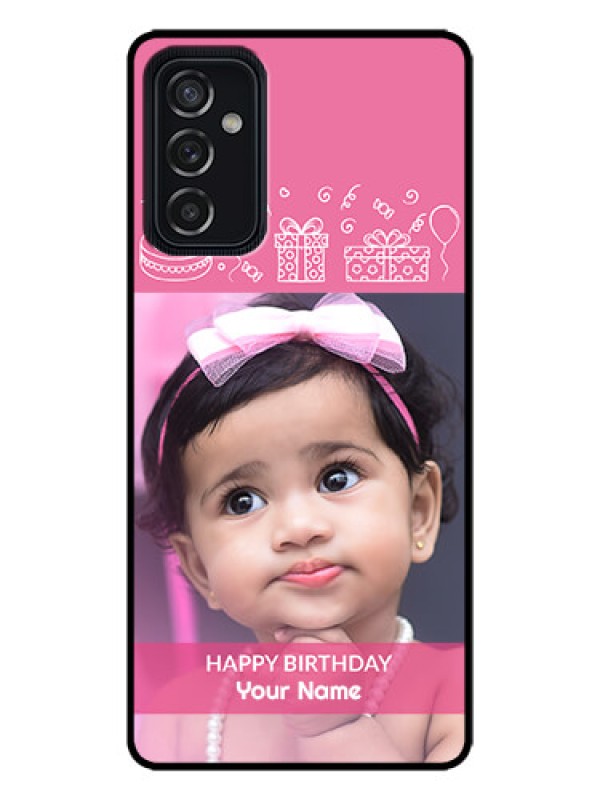 Custom Galaxy M52 5G Custom Metal Phone Case - With Birthday Line Art Design