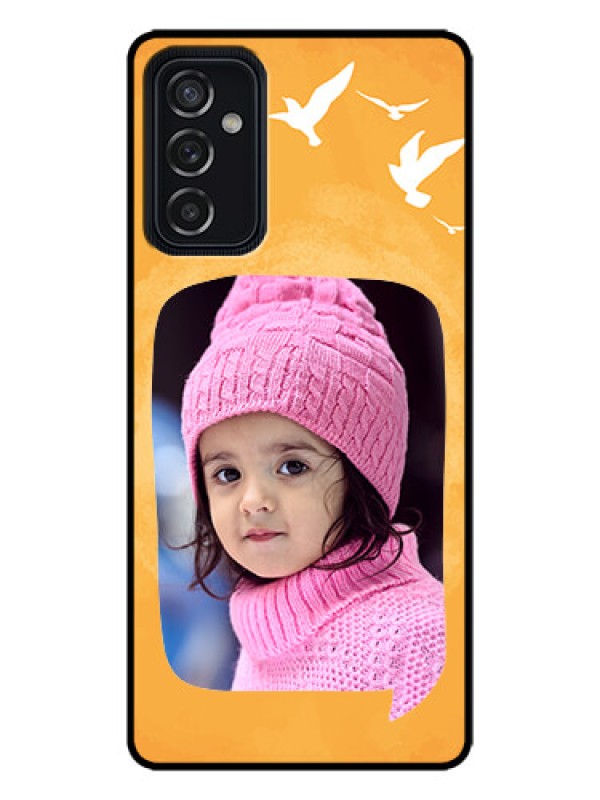 Custom Galaxy M52 5G Custom Metal Phone Case - Water Color Design With Bird Icons