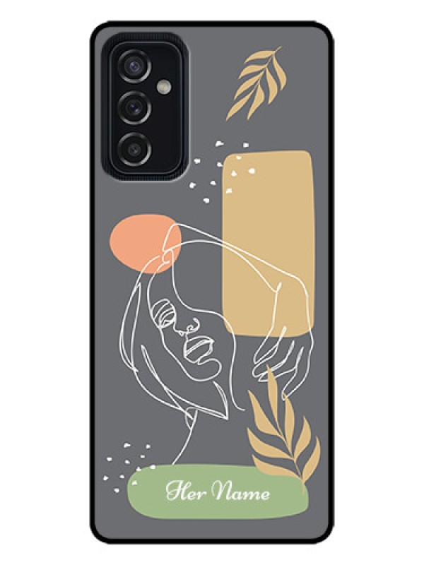 Custom Galaxy M52 5G Custom Metal Phone Case - Gazing Woman Line Art Design