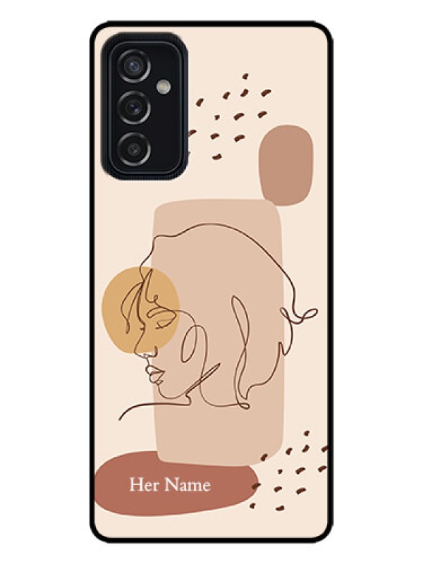 Custom Galaxy M52 5G Custom Metal Phone Case - Calm Woman Line Art Design