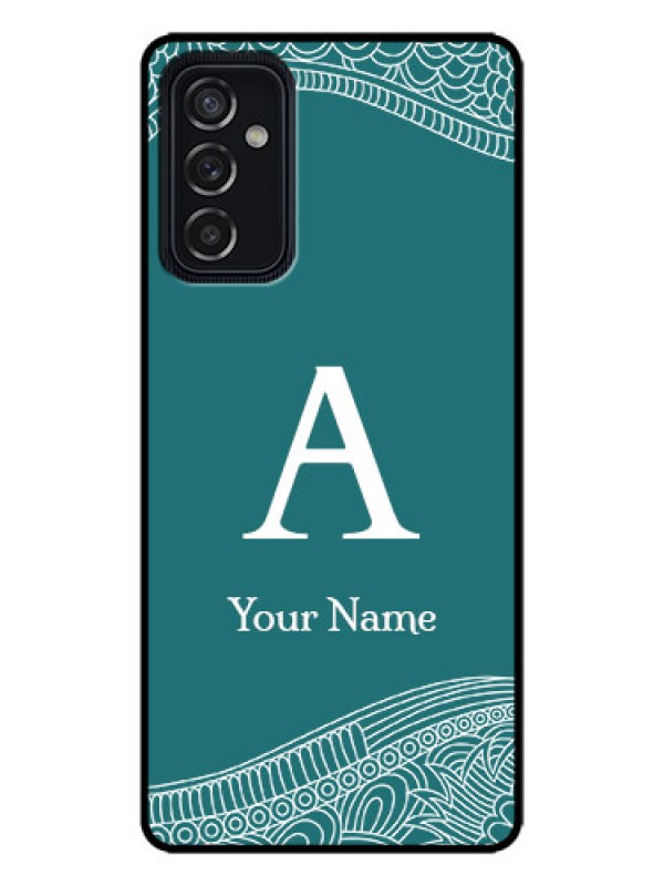 Custom Galaxy M52 5G Custom Metal Phone Case - Line Art Pattern With Custom Name Design