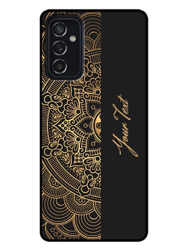 Custom Galaxy M52 5G Custom Metal Phone Case - Mandala Art With Custom Text Design
