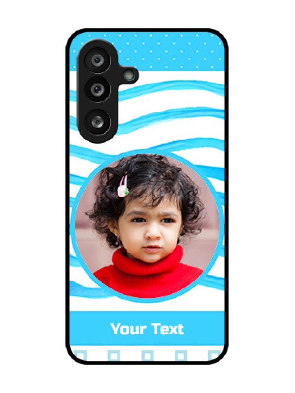 Custom Samsung Galaxy M56 5G Custom Metal Phone Case - Simple Blue Case Design