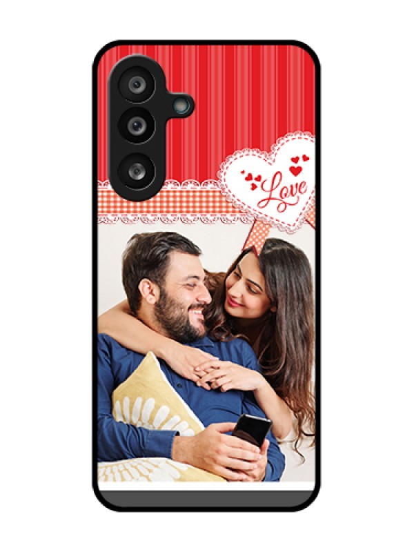 Custom Samsung Galaxy M56 5G Custom Metal Phone Case - Red Love Pattern Design