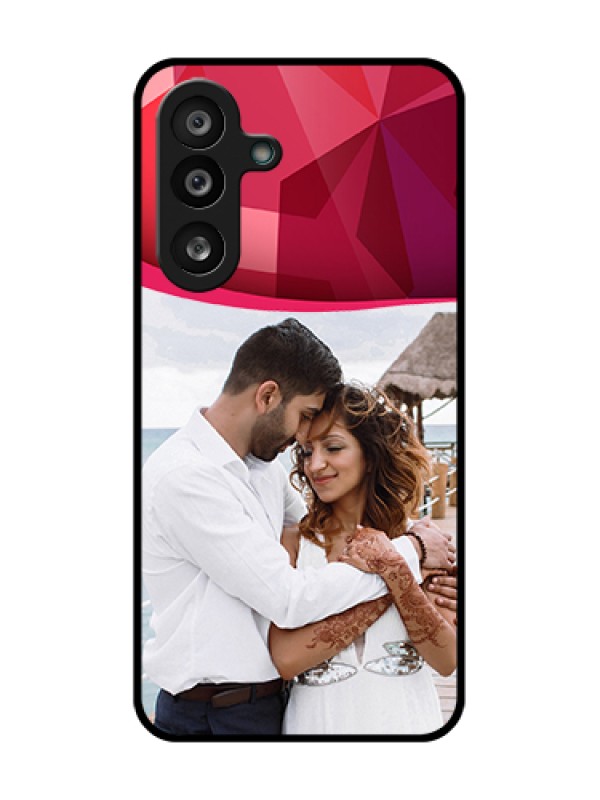 Custom Samsung Galaxy M56 5G Custom Metal Phone Case - Red Abstract Design