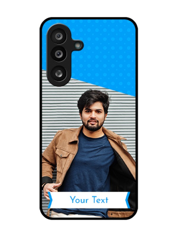 Custom Samsung Galaxy M56 5G Custom Metal Phone Case - Simple Blue Color Design