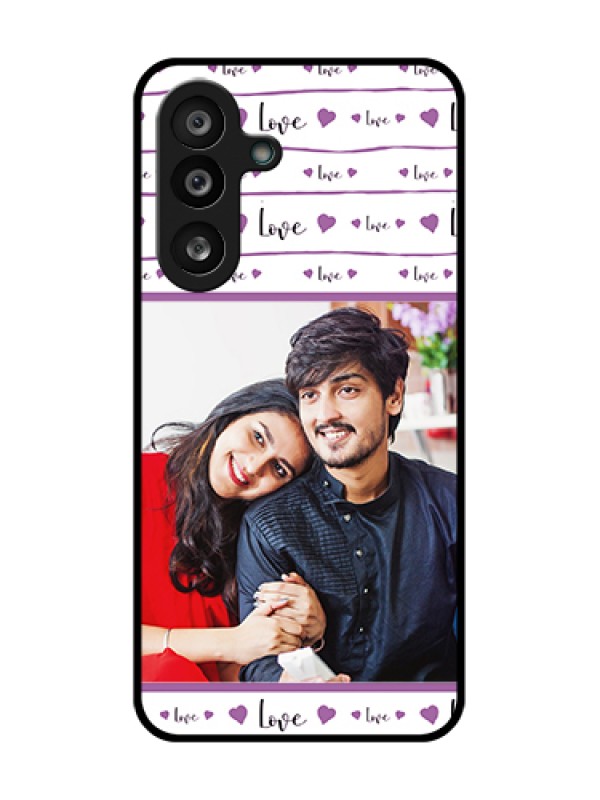 Custom Samsung Galaxy M56 5G Custom Metal Phone Case - Couples Heart Design