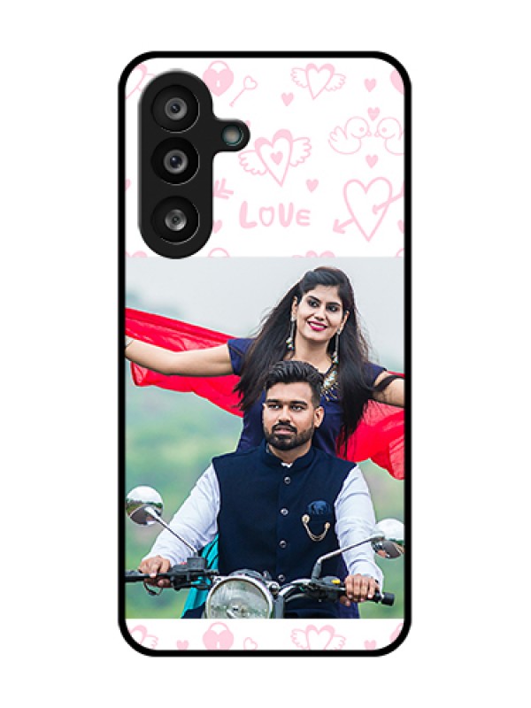 Custom Samsung Galaxy M56 5G Custom Metal Phone Case - Pink Flying Heart Design
