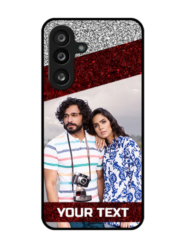 Custom Samsung Galaxy M56 5G Custom Metal Phone Case - Image Holder With Glitter Strip Design
