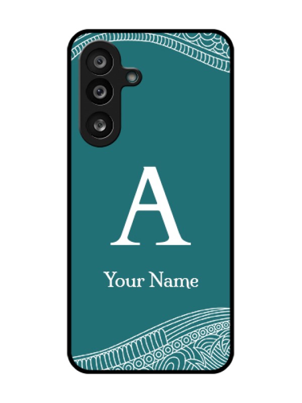 Custom Samsung Galaxy M56 5G Custom Metal Phone Case - Line Art Pattern With Custom Name Design