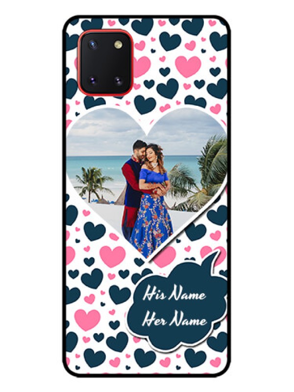 Custom Galaxy Note 10 Lite Custom Metal Phone CasePink and Blue Heart Design