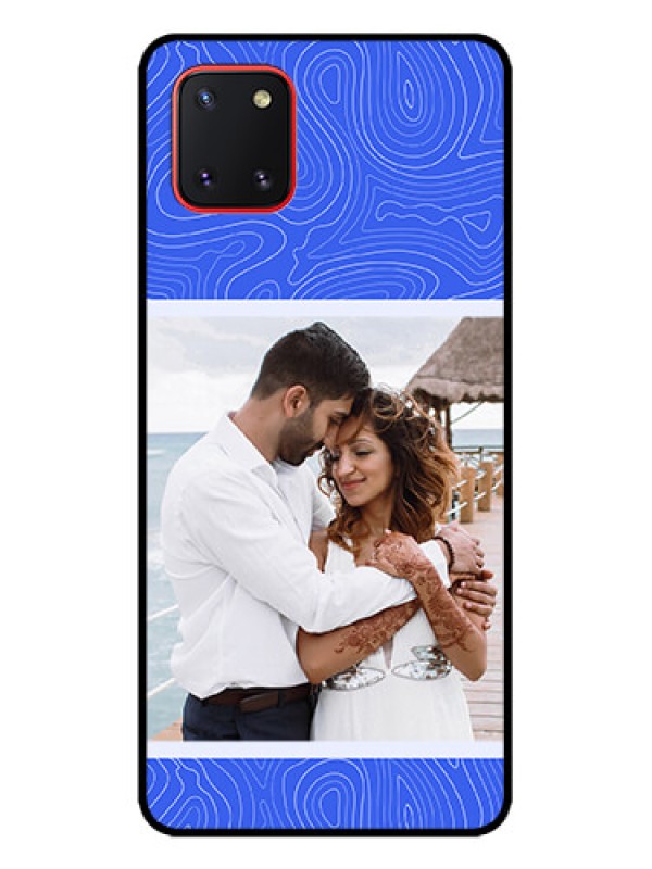 Custom Galaxy Note 10 Lite Custom Metal Phone CaseCurved Line Art With Blue And White Design