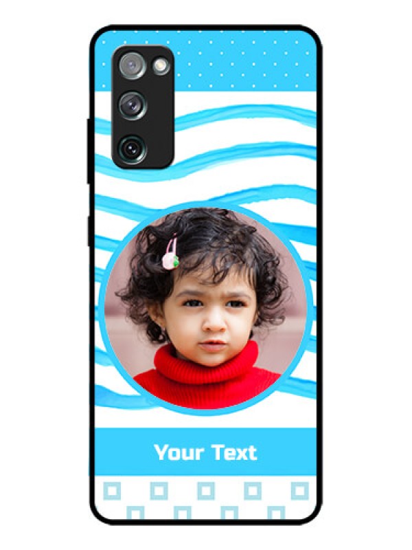 Custom Galaxy S20 FE Custom Metal Phone CaseSimple Blue Case Design