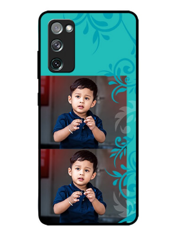 Custom Galaxy S20 FE Custom Metal Phone CaseWith Photo And Green Floral Design