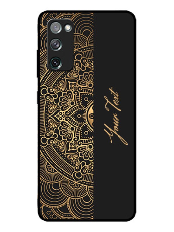 Custom Galaxy S20 FE Custom Metal Phone CaseMandala Art With Custom Text Design